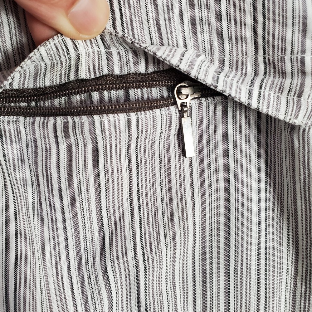 The North Face Men Button Up Shirt XL Gray Striped Mesh Zip Pocket Hiking Collar - Picture 5 of 9